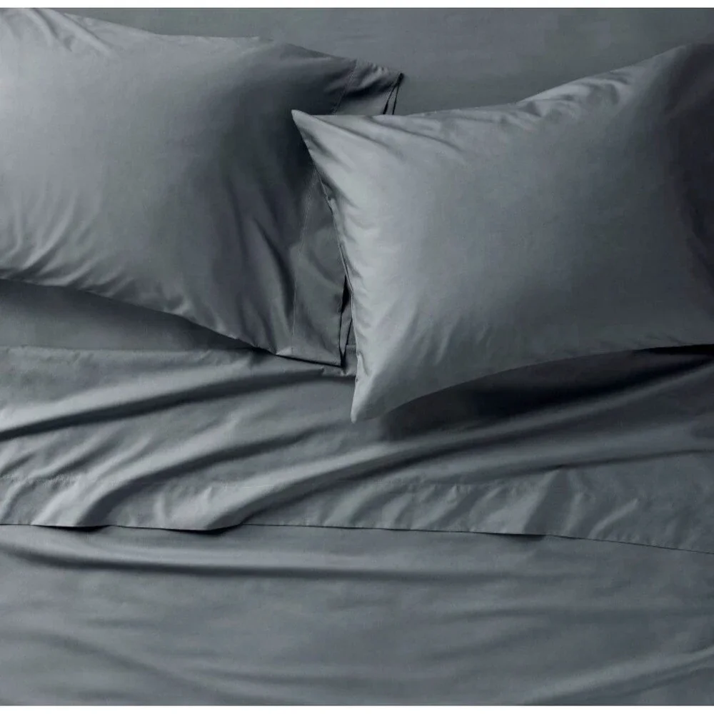 King 400 Thread Count Percale Sheet Set Mineral Blue - Casaluna NEW